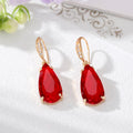 Gold Tone Faceted Crystal Teardrop Hook Earrings in Seven Colors view 2