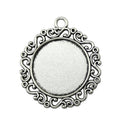 Scroll Border Round Cabochon Pendant Settings in Two Finishes view 1