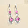 White Gold Teardrop Drop Earrings Pink Clear Blue Stone Options view 3