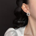 Silver Tone Pearl And Clear Leaf Stone Hoop Earrings In Stud And Clip Styles view 2