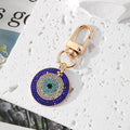 Gold and Silver Tone Rhinestone Round Evil Eye Clip Keychains view 3