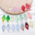 Long Glass Leaf Charms With Top Loops in Thirteen Color Finishes view 1