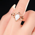 Champagne Gold Geometric Leaf Frame Teardrop Opal Ring view 3