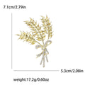 Gold Crystal Wheat Bouquet Brooch Pin With Tied Stems view 6