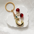 Gold Tone Cherry-Drop Bubble Letter Keychains from A to Z view 3