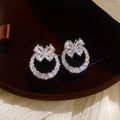 Silver Tone Crystal Butterfly Wreath Stud Earrings view 6