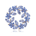 Blue Silver Tone Olive Branch Wreath Crystal Three Designs Metal Brooch Pin view 1