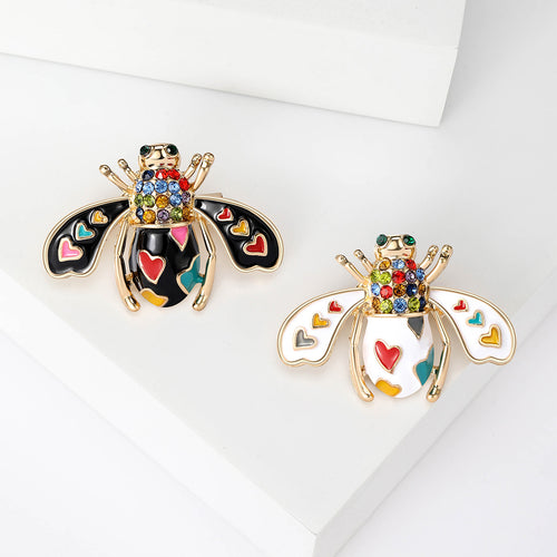 Playing Card Enamel Bee Brooch isolated front view