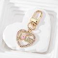 Gold Tone Rhinestone LOVE Heart Evil Eye Clip Keychains view 2