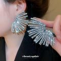 Radiating Crystal Fan Stud Earrings in Silver or Gold Tone view 3