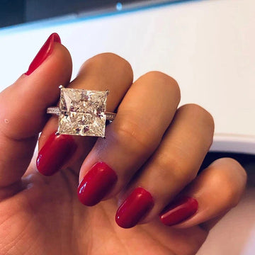 Silver Tone Square Cut Clear Stone Double Row Statement Ring