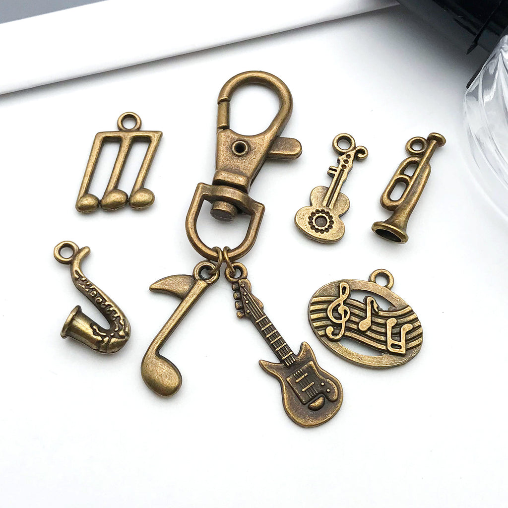 Antique Bronze Zinc Alloy Music Note Instrument Charm Pendant for DIY Necklace Bracelet