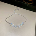 Silver Rhinestone Open Heart Slider Bracelet Adjustable view 6