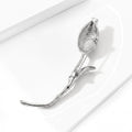 Long Stem Tulip Brooch in Polished Metal for Jackets and Scarves view 3