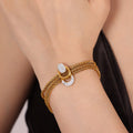 Multi Strand Mesh Necklace Bracelet Rhinestone Circle Tassels view 3