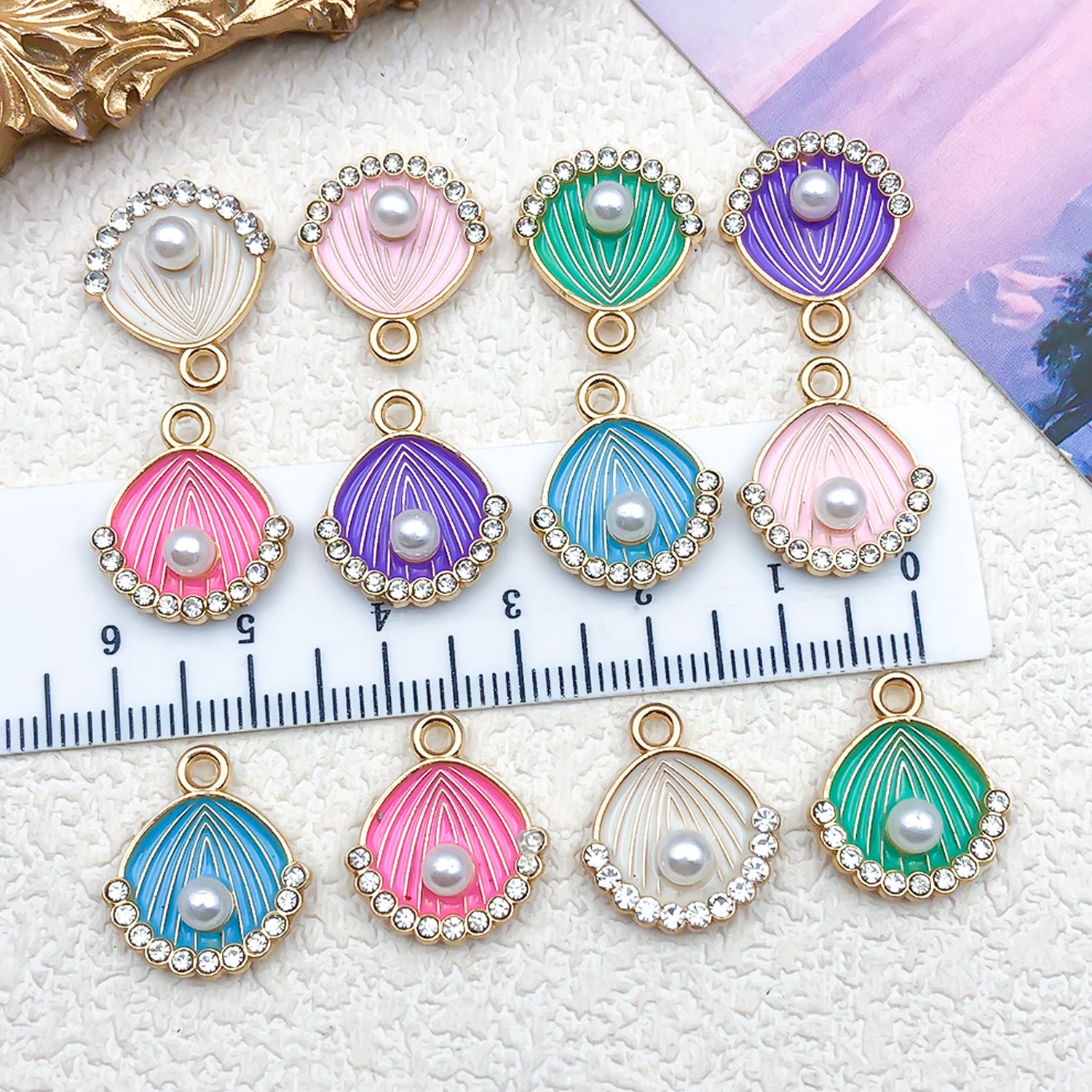 Zinc Alloy Shell Pearl Ocean Life Charm Pendant for DIY Necklace Earrings Jewelry Making