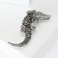 Articulated Crocodile Brooch in Gold and Silver Tones view 5