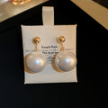 Gold Tone Round Stud Oversized Pearl Drop Earrings view 7