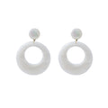 White Marble Look Large Open Ring Statement Earrings view 5