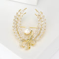 Crystal Wheat Wreath Brooch With Pearl And Bow in Three Colors view 4
