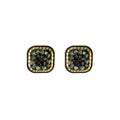 Black Mosaic Faceted Square Gold Tone Stud Earrings view 5