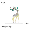 Enamel Reindeer Brooch Yellow or Gray Green Antlers Pin view 5