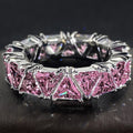 Triangle-Cut Full Eternity Band In Four Stone Colors view 1