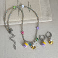 Blue Rose Pearl Necklace Black Heart Pendant Bee Charm Styles view 3