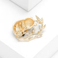 Crystal Panda on Green Bamboo Brooch Decorative Clothing Pin view 4