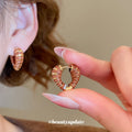 Color Wrapped Gold Tone Heart Huggie Hoop Earrings view 4