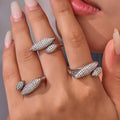 Dual Marquise Pave Zircon Open Rings Gold Steel Tone view 3