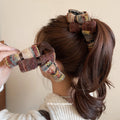 Coffee Brown Wool Tweed Bow Claw And Twist Hair Clips view 2