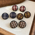 Round Plaid Fabric Stud Earrings In Four Colors Jewelry Design view 1