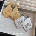 Textured Diamond Drop Earrings with Raised Floral Motifs view 3