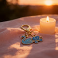 Blue Swan Carriage Enamel Dual Charm Keychain Clasp view 3