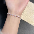 Pink Clear Square Crystal Tennis Bracelet Gold Silver view 2