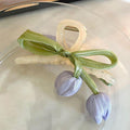 Tulip And Sheer Bow Hair Claw In Purple Pink Or White view 6