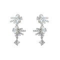 Silver Pearl Crystal Cascade Drop Earrings Clip And Stud view 5
