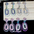 Crystal Oval Statement Drop Earrings in Four Colorways view 3