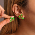 Gold Bow Enamel Stud Earrings Purple Green Blue Finishes view 4