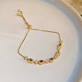 Multicolor Teardrop Crystal Gold Tone Adjustable Bracelet view 6