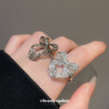 Hollow Crystal Pavé Bow Open Cuff Rings Silver Champagne view 3