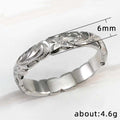Engraved Floral Scroll Wide Band Ring In Gold And Silver Tones view 4