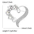 Crystal Heart Brooch With Pearl Drop In Two Tones With Polished Metal Detail view 4