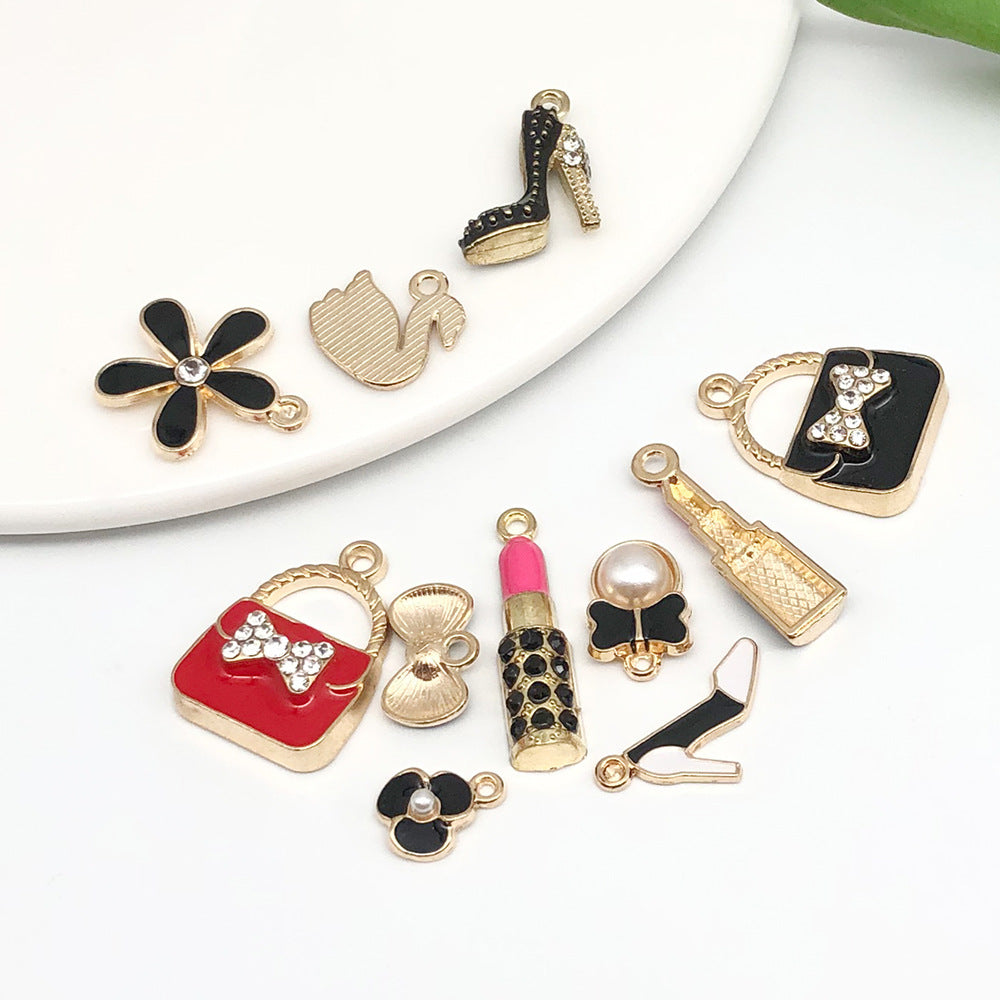 Enamel Zinc Alloy Lipstick Fashion Theme Charm Pendants for DIY Bracelet Earrings Keychain