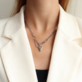 Gold Steel Heart Charm Paperclip Chain Necklace Bracelet view 9