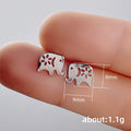 Silver Tone Elephant Cutout Stud Earrings Polished Metal Jewelry view 5