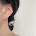 Silver Heart Angel Wing Clear Crystal Stud Earrings view 2