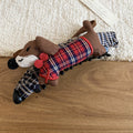 Fabric Dachshund Bow Twist Claw Hair Clip Plaid Style view 6