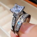 Square Solitaire Two-Ring Set In Silver And Gold-Tone Finishes view 2